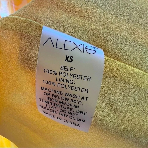 Alexis Luss Geometric Print Long Sleeve Mini Dress Yellow Sun XS Summer Colorful - Picture 8 of 8